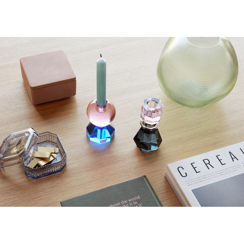 Hübsch Bougeoir Gem Rose/Bleu