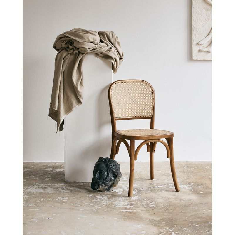 Silla Nordal Wicky, marrón, ratán, madera
