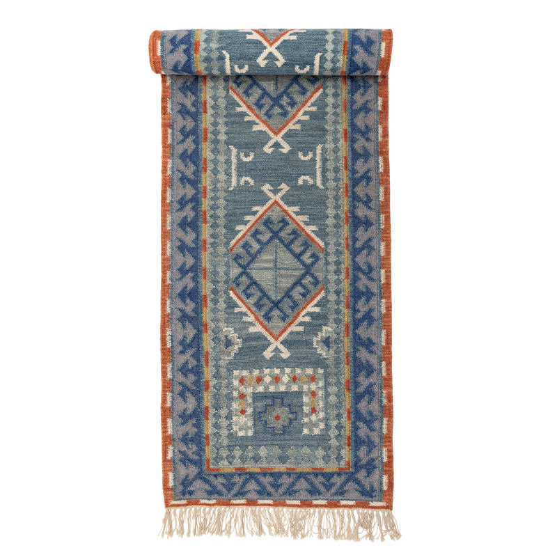 Tapis Arsam de Bloomingville, Bleu, Laine