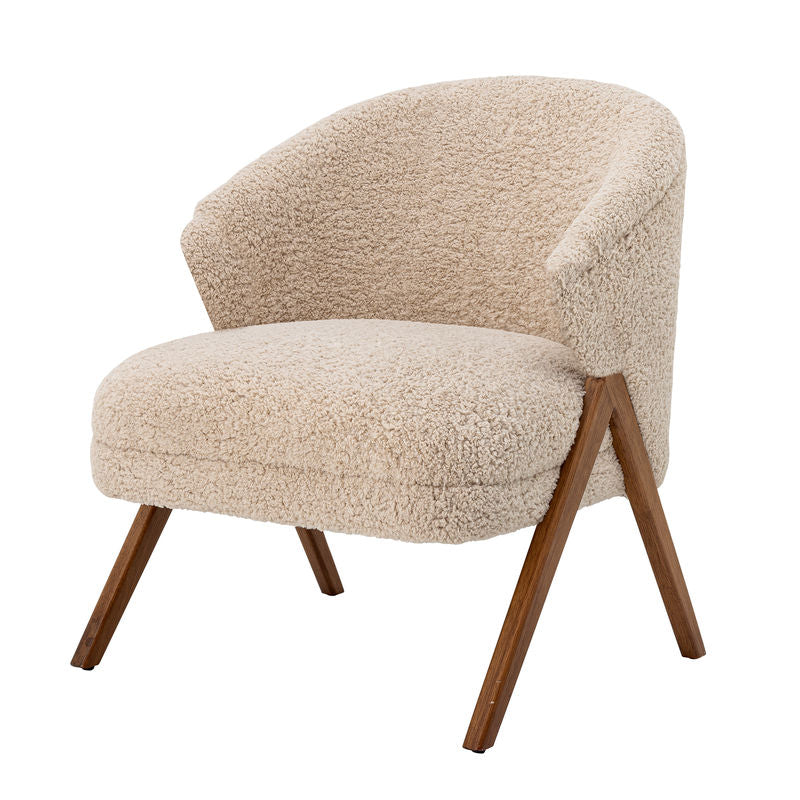 Fauteuil Camino Lounge de Bloomingville, Naturel, Bois, Coton