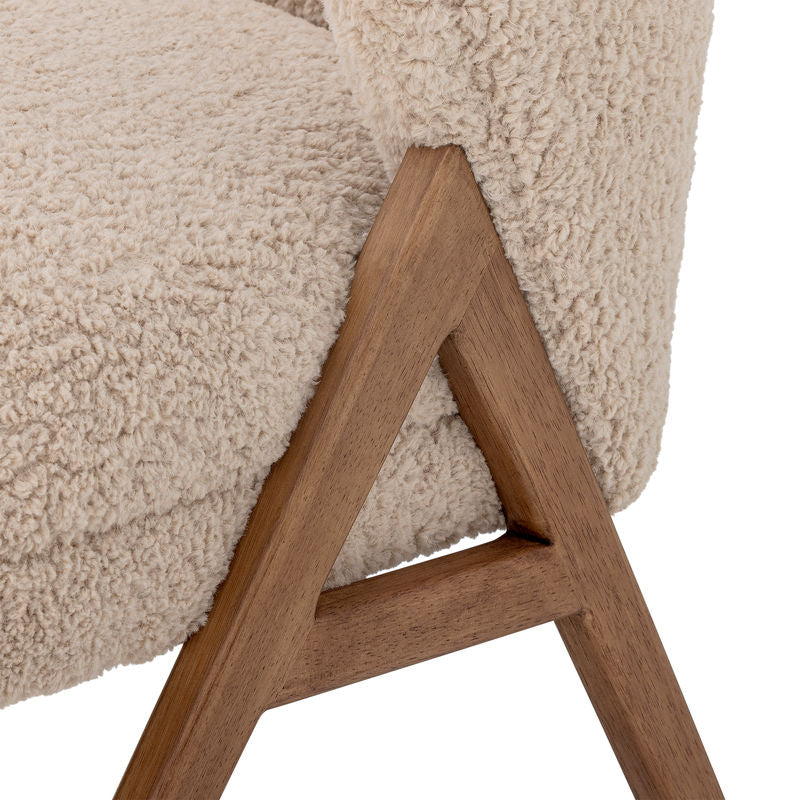 Fauteuil Camino Lounge de Bloomingville, Naturel, Bois, Coton