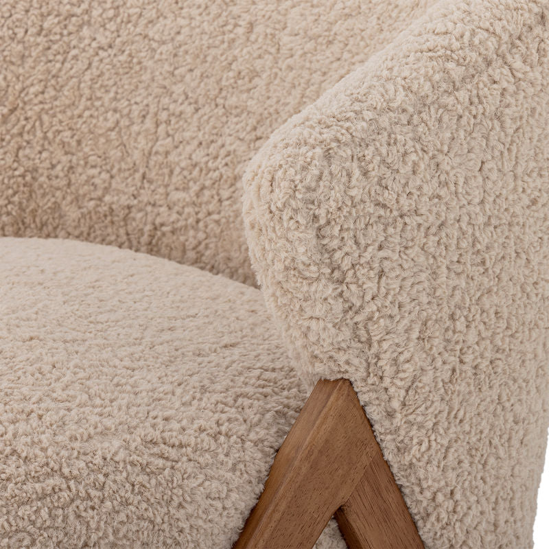 Fauteuil Camino Lounge de Bloomingville, Naturel, Bois, Coton