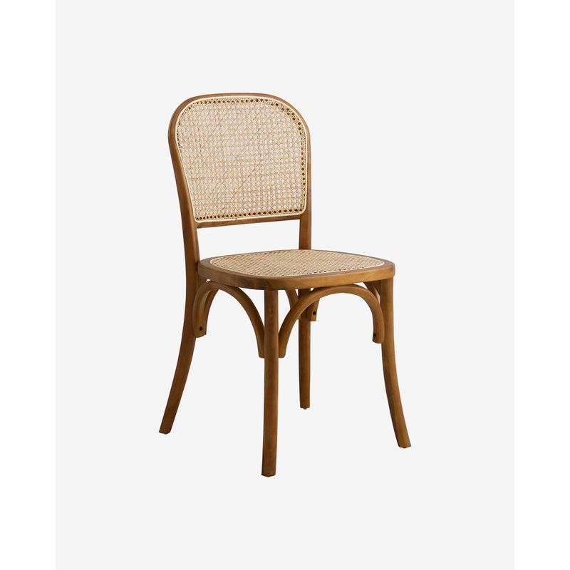 Silla Nordal Wicky, marrón, ratán, madera