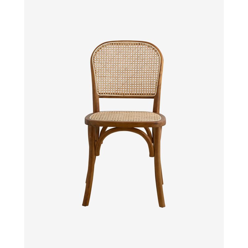 Silla Nordal Wicky, marrón, ratán, madera