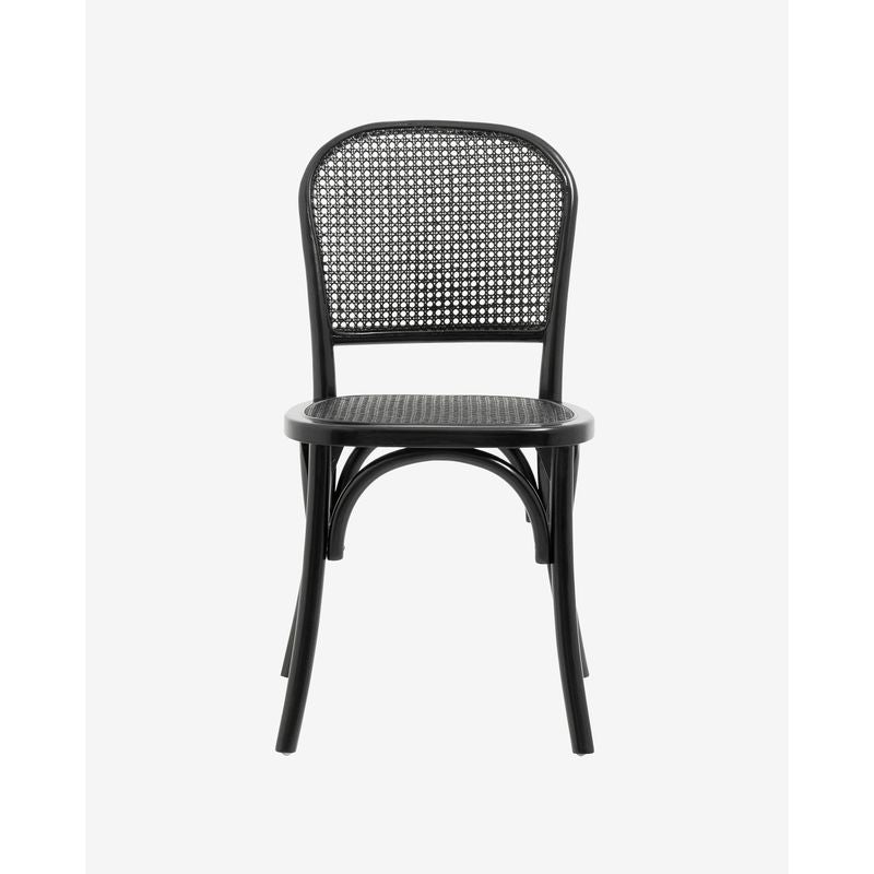 Silla Nordal Wicky, negra, ratán, madera