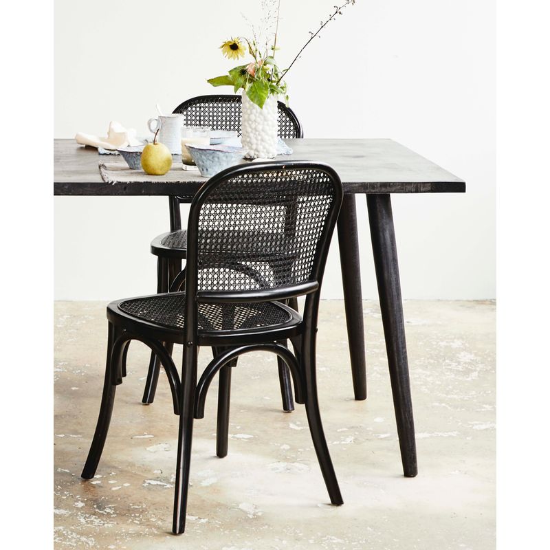 Silla Nordal Wicky, negra, ratán, madera