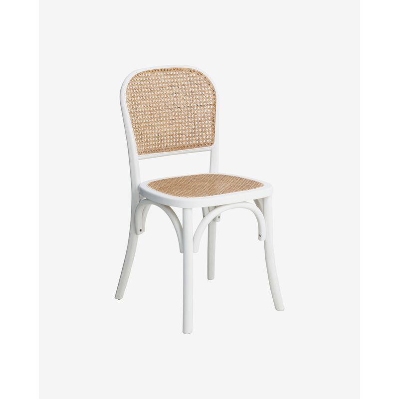 Silla Nordal Wicky, blanca, ratán, madera