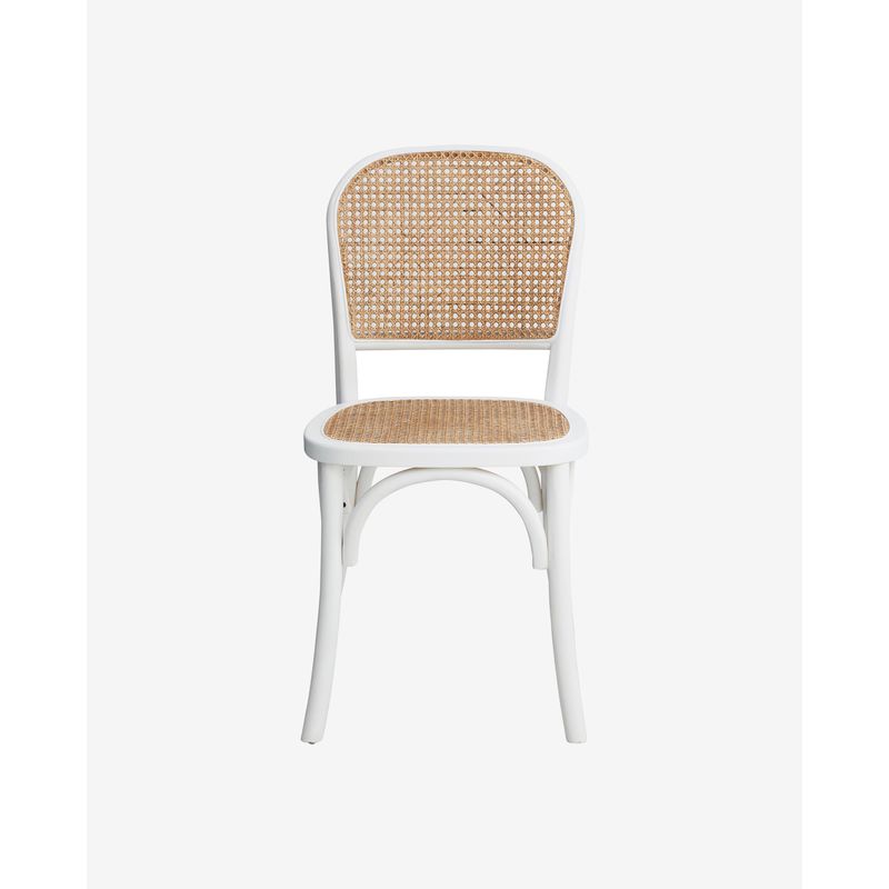 Silla Nordal Wicky, blanca, ratán, madera