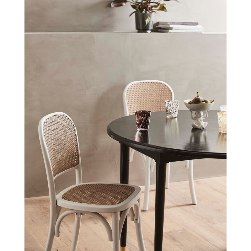 Silla Nordal Wicky, blanca, ratán, madera