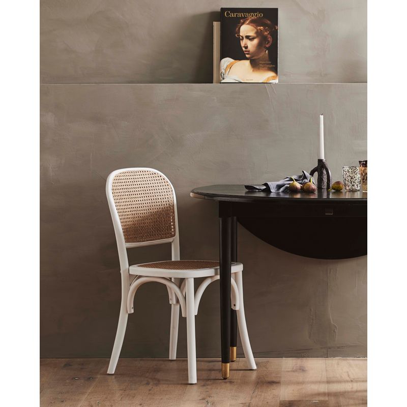 Silla Nordal Wicky, blanca, ratán, madera