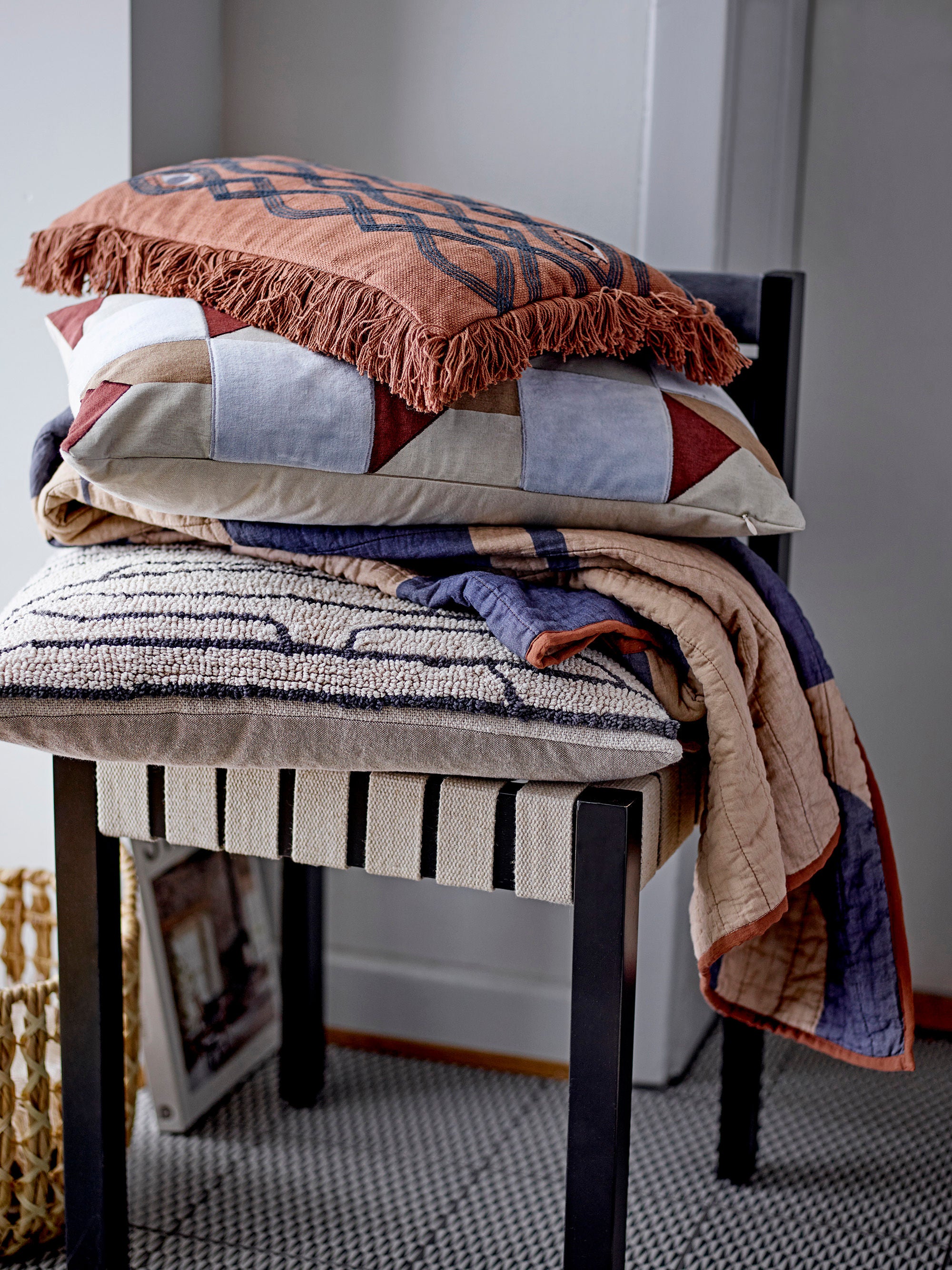 Bloomingville Roosi Plaid, Bleu, Coton