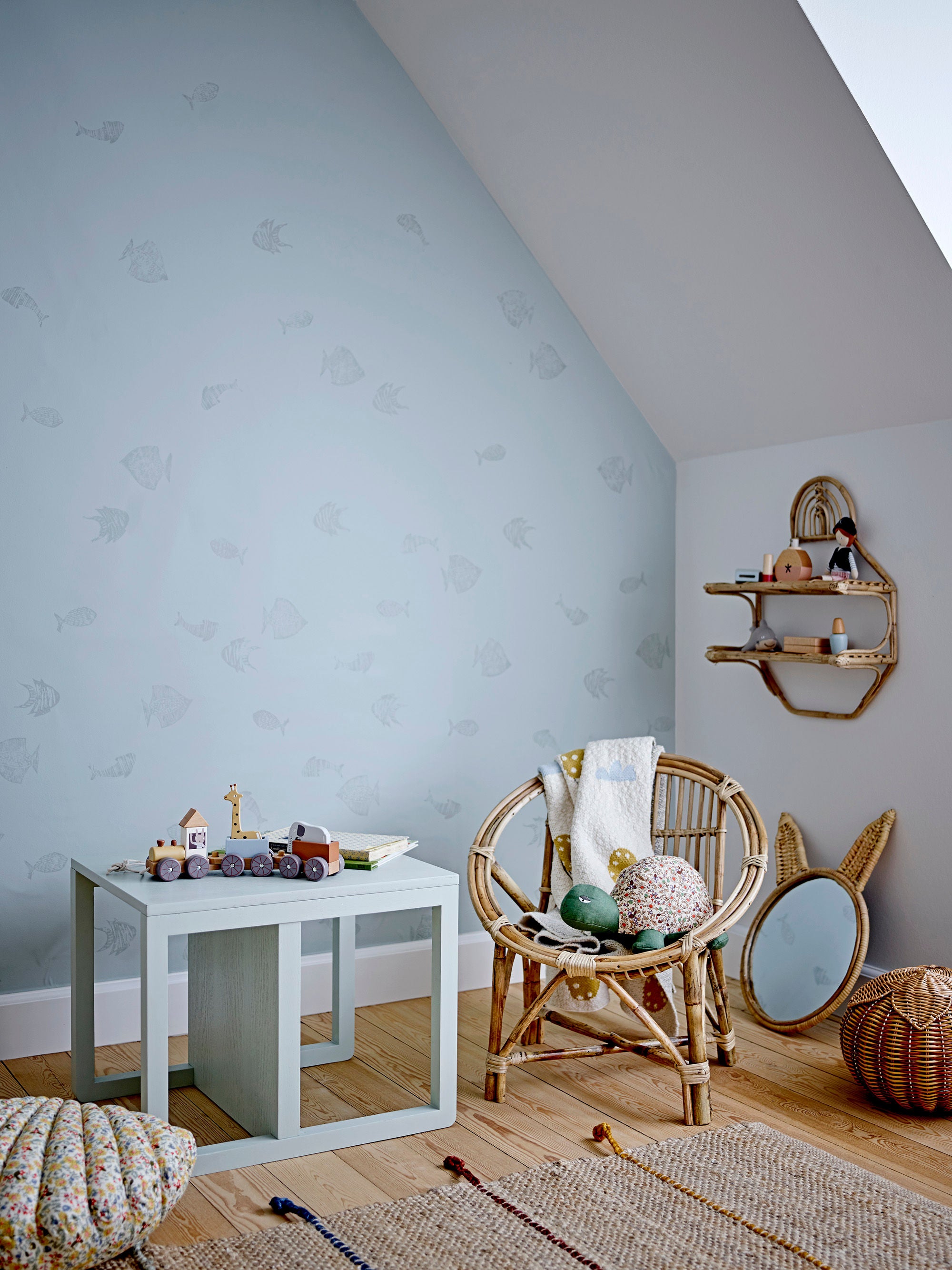 Bloomingville Silla Multiusos MINI Nan, Verde, Roble