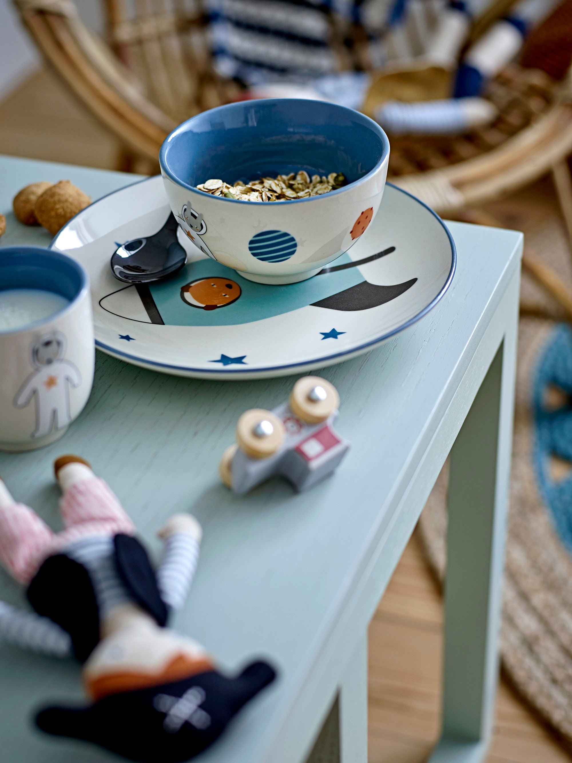 Bloomingville Silla Multiusos MINI Nan, Verde, Roble