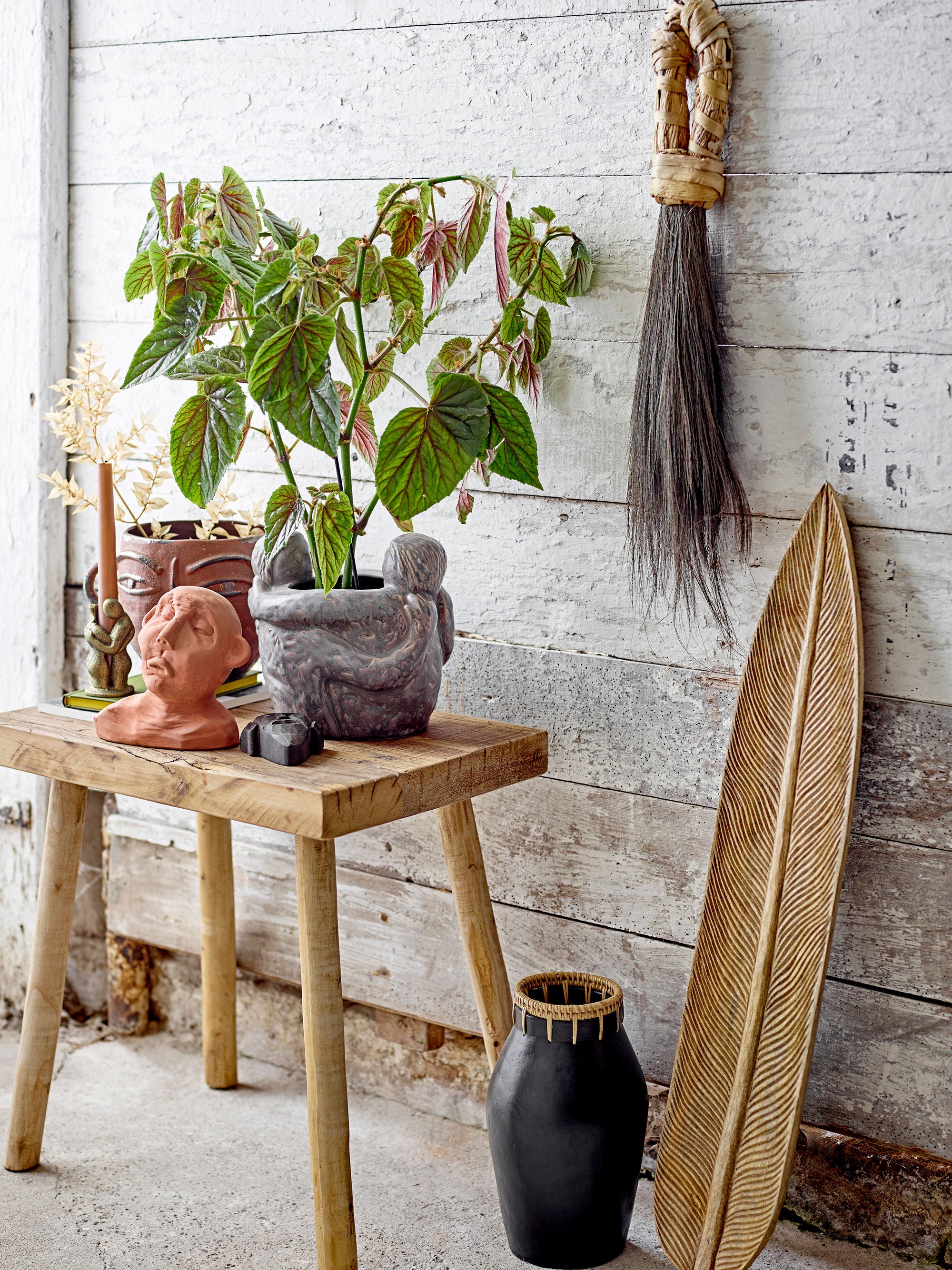 Bloomingville Dixon Deco Vase, Noir, Terre Cuite
