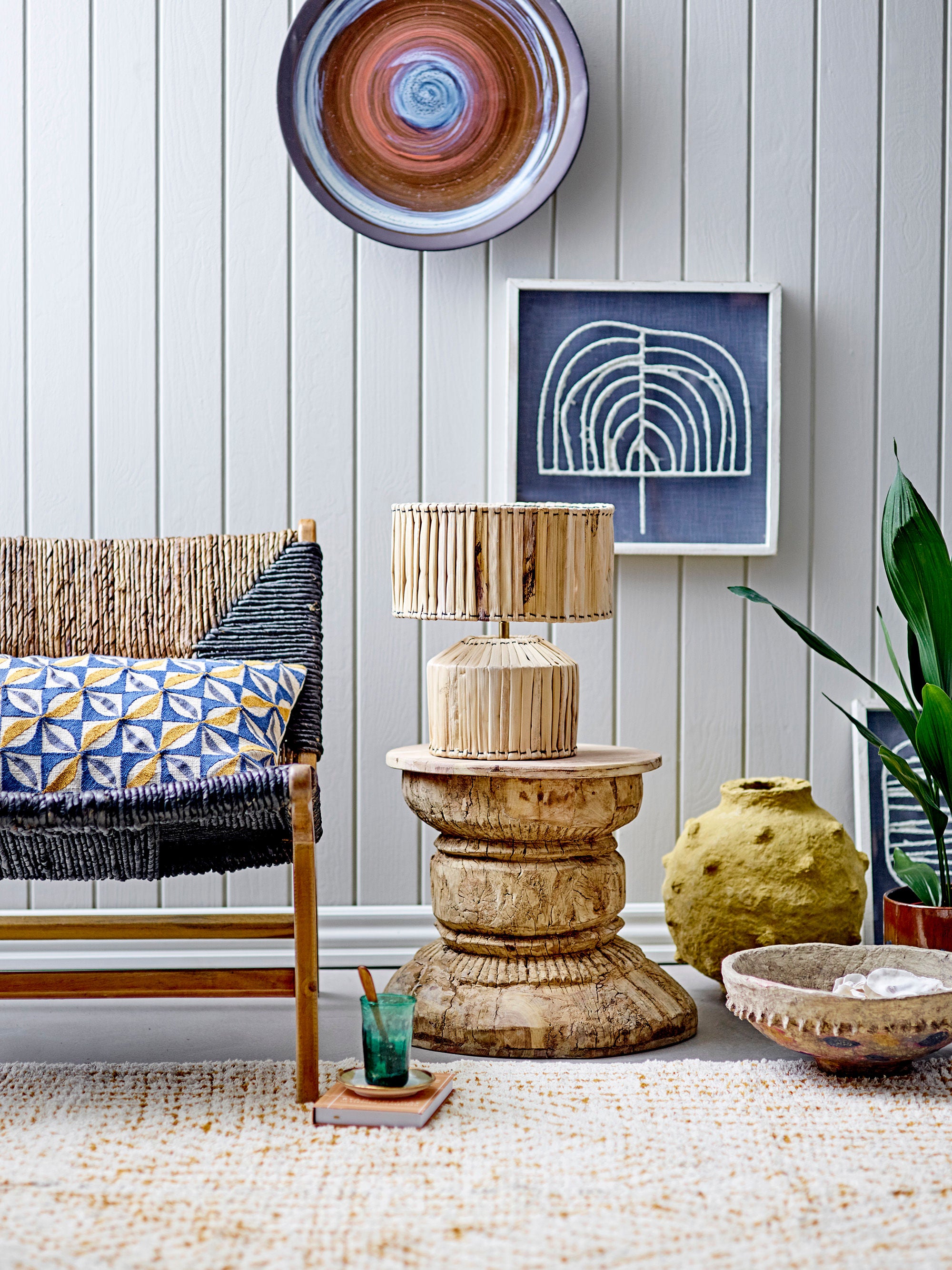 Creative Collection Fauteuil Grant, Noir, Bois de teck