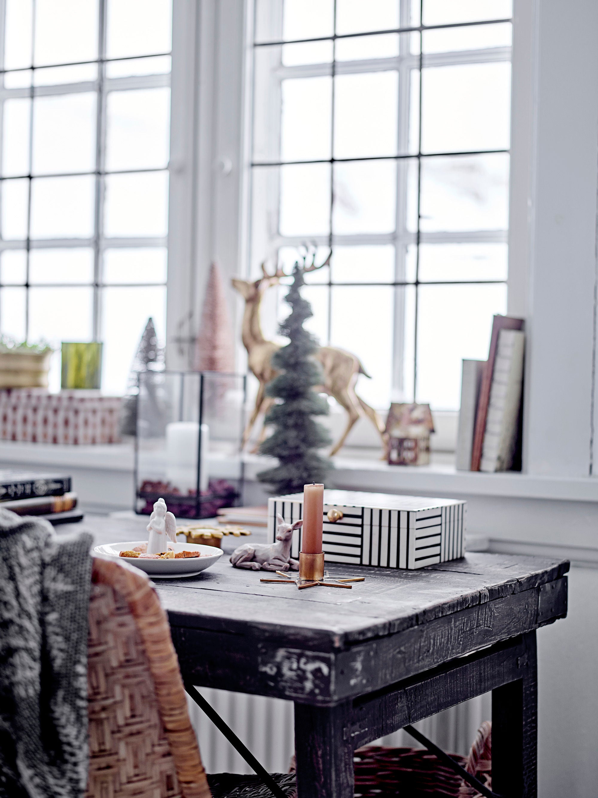 Creative Collection Table console Cali, noir, bois recyclé