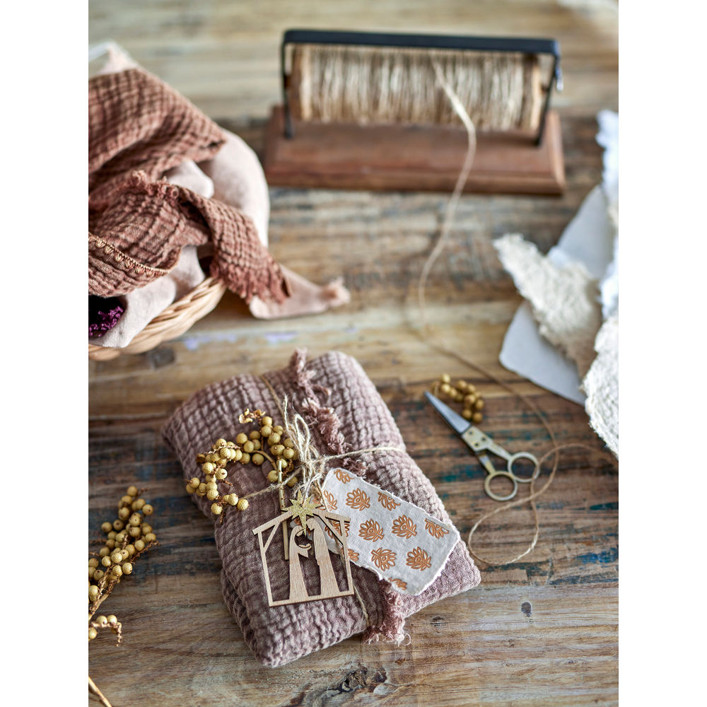 Bloomingville Barni canette avec jute & ciseaux, marron, bois de récupération