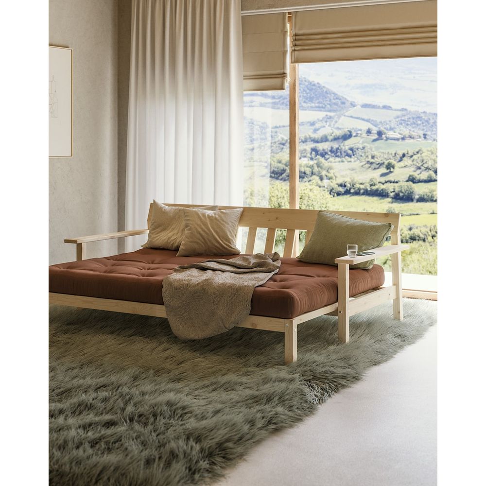 Designer UNWIND KLARE LACQUERED W. 5-Schicht GEMISCHTE MATRATZE WEIZEN BEIGE