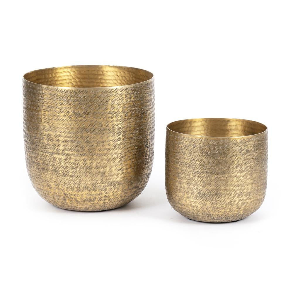 Bazar Bizar De Gehamerde Plantenbakken - Messing - Set van 2