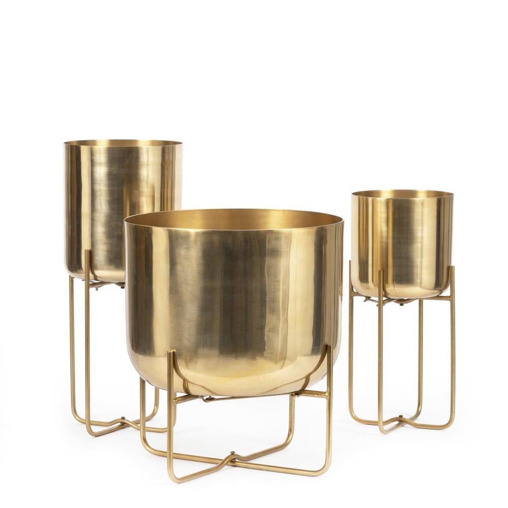 Bazar Bizar The Brass Planter on Stand-Latón-M