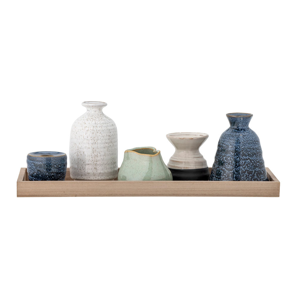 Bloomingville Longo Dienblad met Votief, Blauw, Steengoed