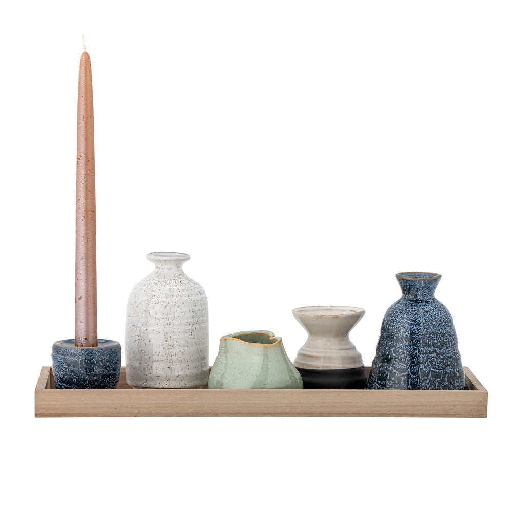 Bloomingville Longo Dienblad met Votief, Blauw, Steengoed