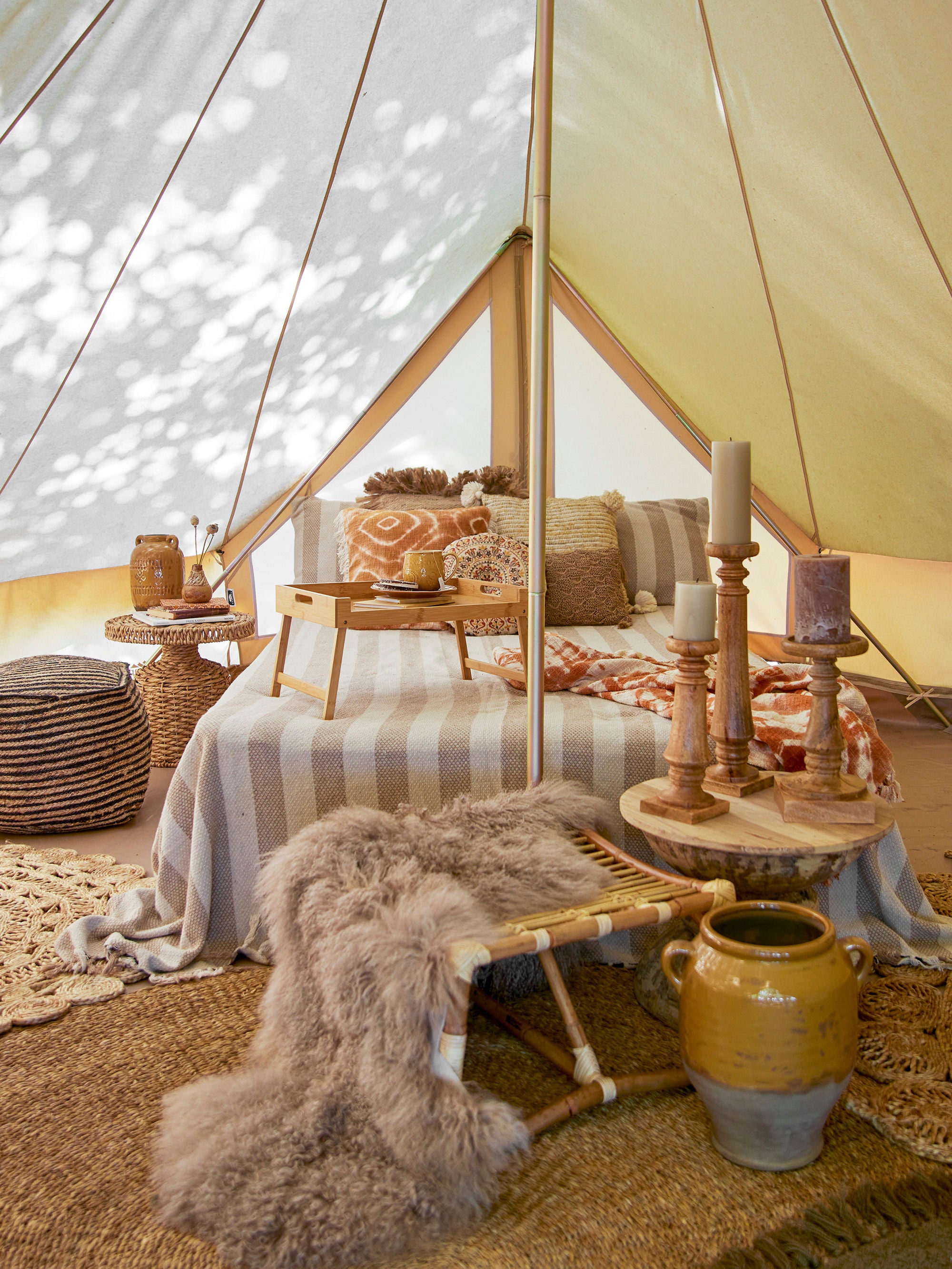 Bloomingville Mesa de bandeja Aden, naturaleza, bambú