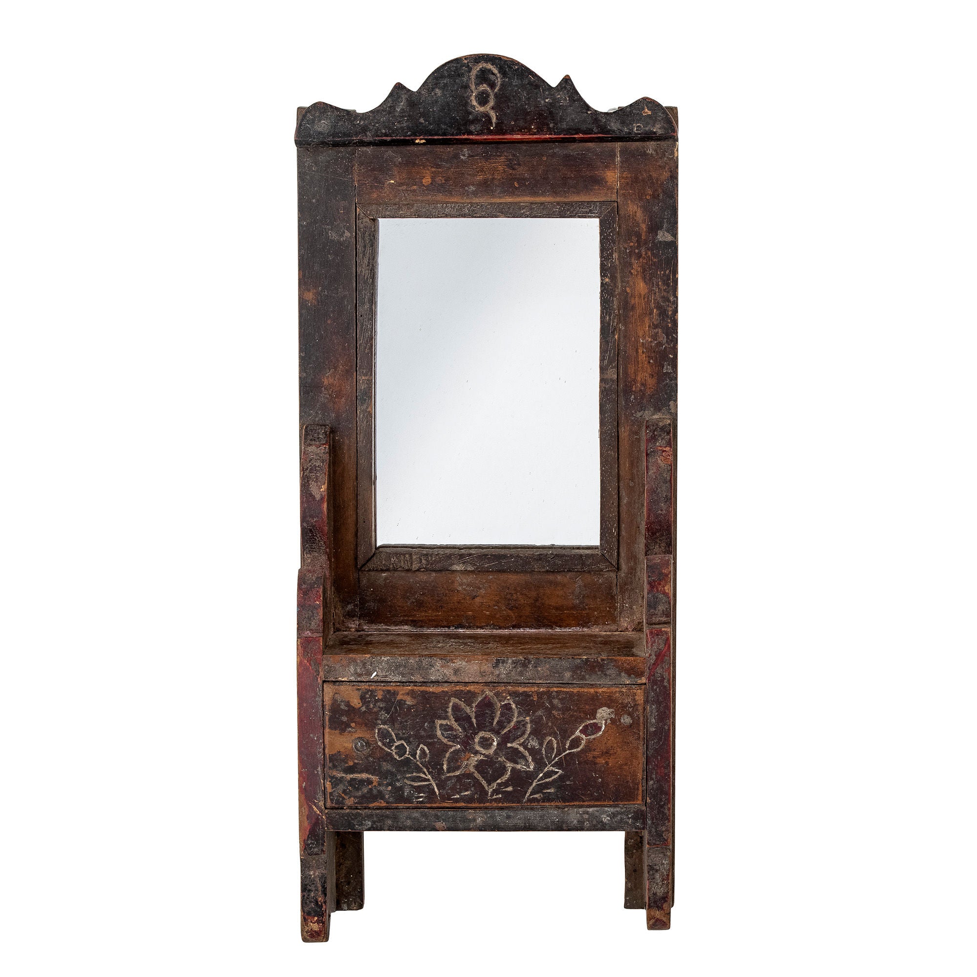 Creative Collection Sehar spiegel met plank, bruin, teruggewonnen hout
