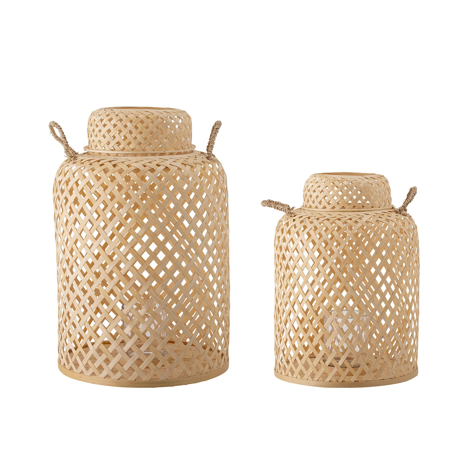 Bloomingville Lanterne Madlin avec/Verre, Nature, Bambou