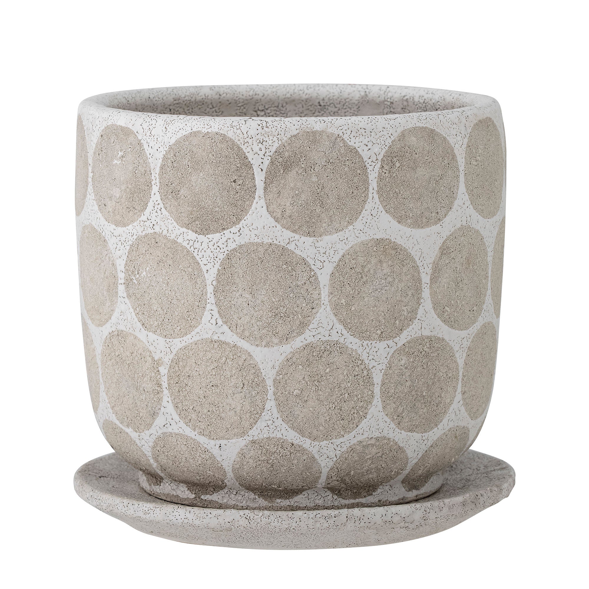 Bloomingville Felan Deco Pot de fleurs avec soucoupe Blanc Terre cuite