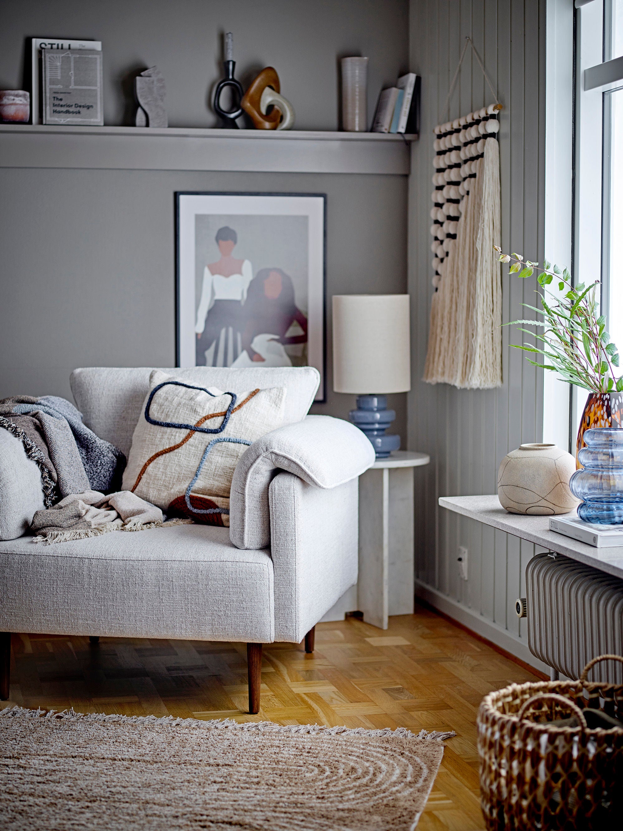 Bloomingville Table d'appoint Jasmia, Blanc, Marbre