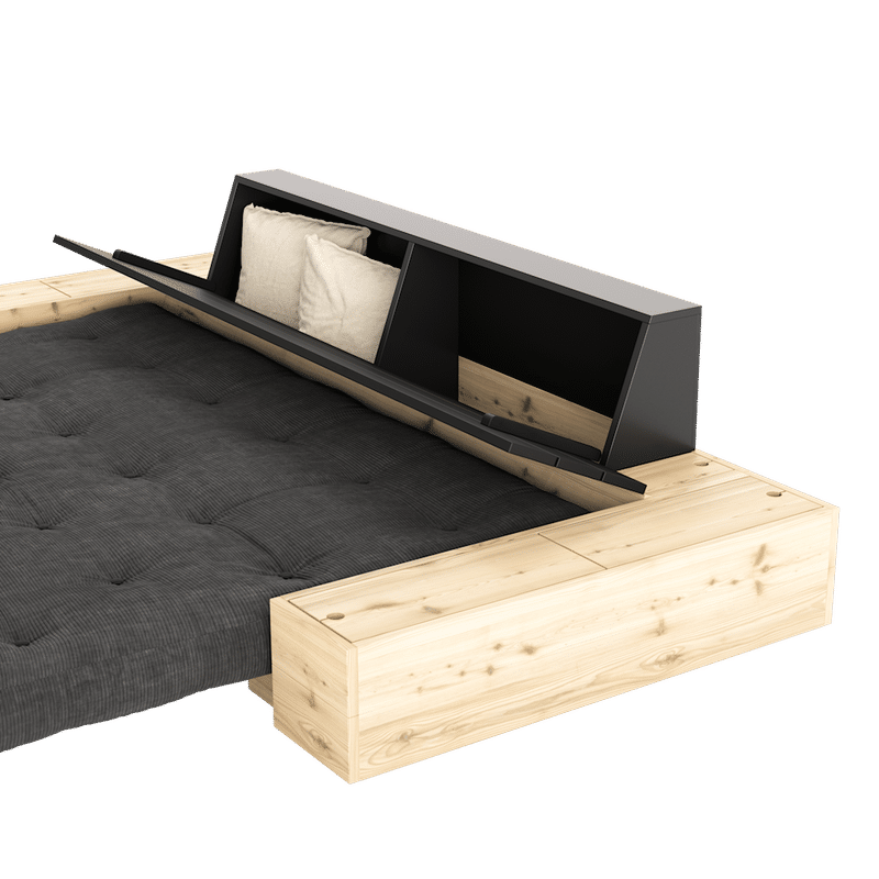 Karup Design BASE CLAIR LAQUE W. MATELAS MIXTE 5 COUCHES CHARBON