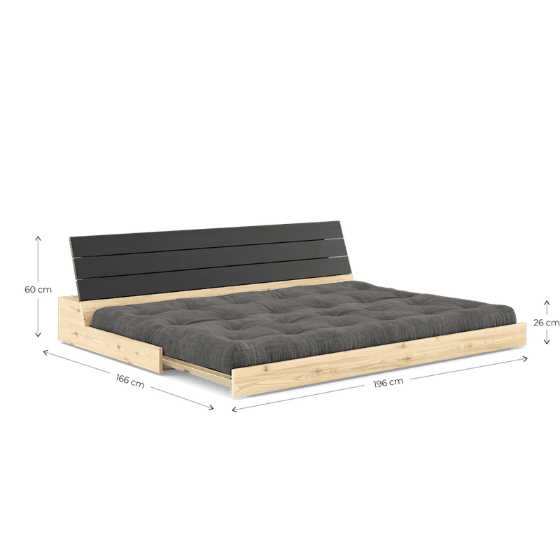 Karup Design BASE CLAIR LAQUE W. MATELAS MIXTE 5 COUCHES CHARBON