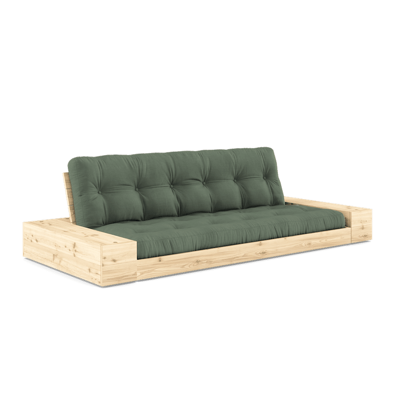 Karup Design BASE CLEAR LACQUERED W. 2 ZIJKANTEN CLEAR W. 5-LAGERS MIXED MATTRESS OLIVE GREEN