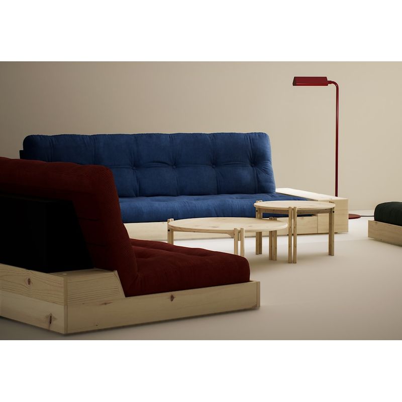 Karup Design BASE CLAIR LAQUE W. 2 SIDEBOXES CLAIR W. MATELAS MIXTE 5 COUCHES BLEU Pétrole