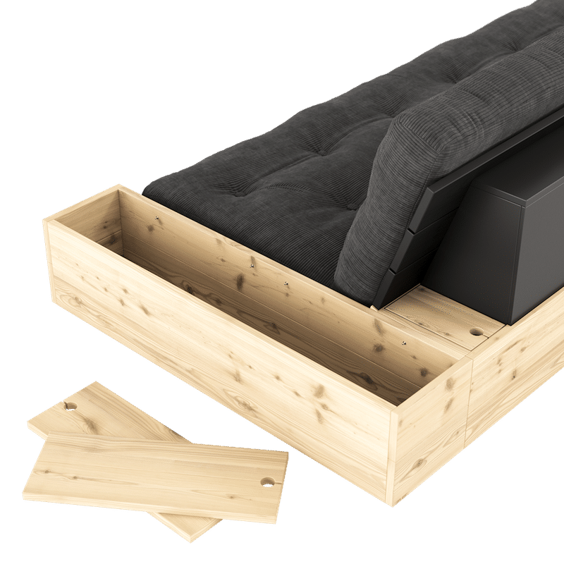 Karup Design BASE NOIR NUIT LAQUÉ W. 2 CÔTÉS LUMINEUX W. MATELAS MIXTE 5 COUCHES CHARBON