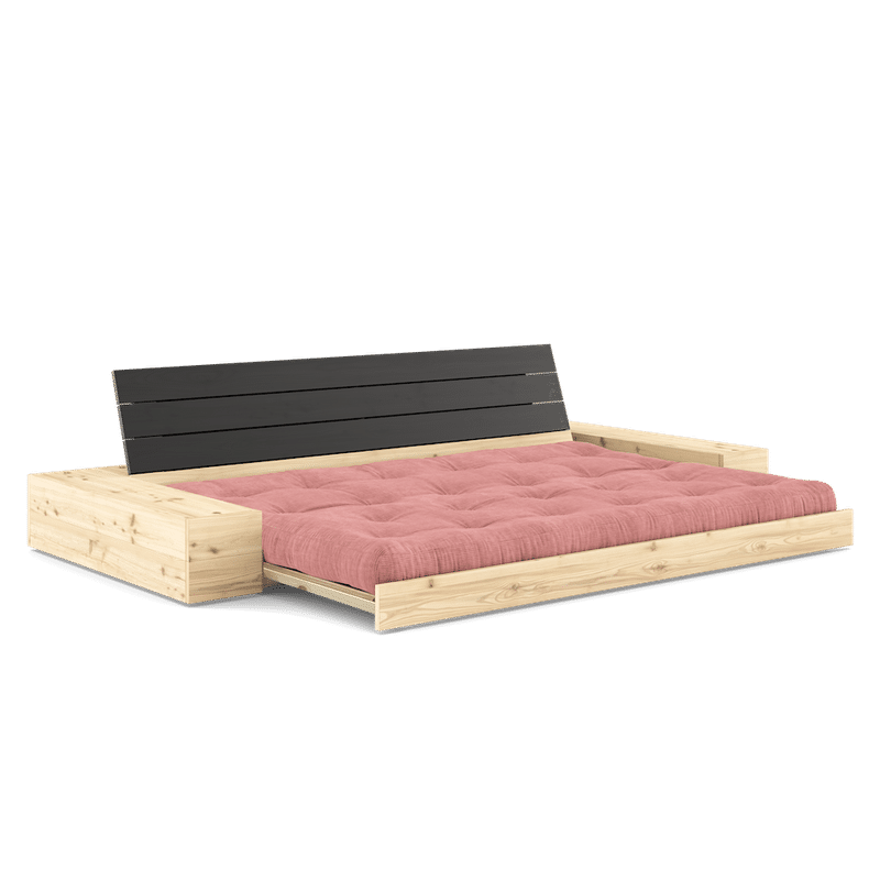 Karup Design BASE BLACK NIGHT LACQUERED W. 2 ZIJBLADEN HELDER W. 5-LAGERS MIXED MATTRESS SORBET PINK