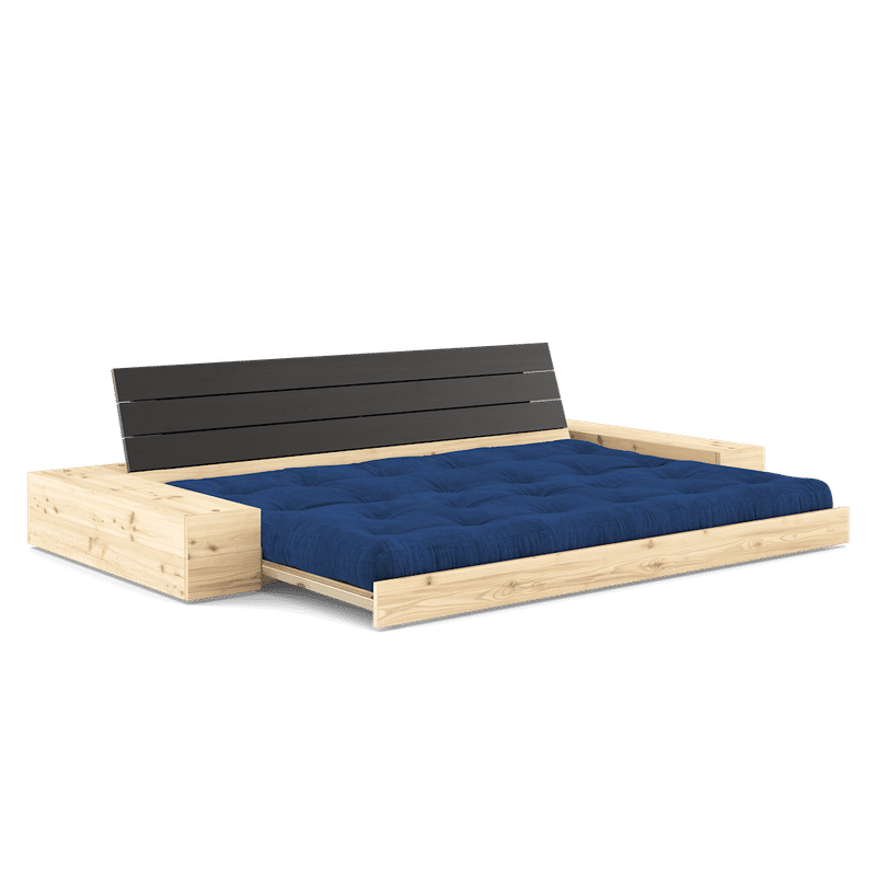 Karup Design BASE BLACK NIGHT LACQUERED W. 2 SIDEBOXES CLEAR W. 5-LAYER MIXED MATTRESS ROYAL BLUE