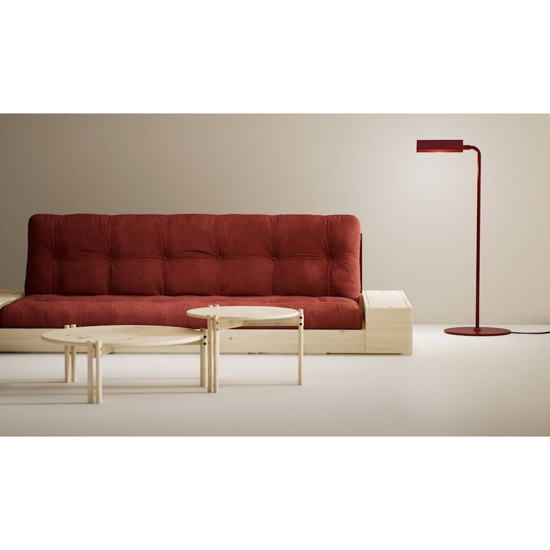 Karup Design BASE BLACK NIGHT LACQUERED W. 2 ZIJKANTEN HELDER W. 5-LAGERS MIXED MATTRESS RUBY RED