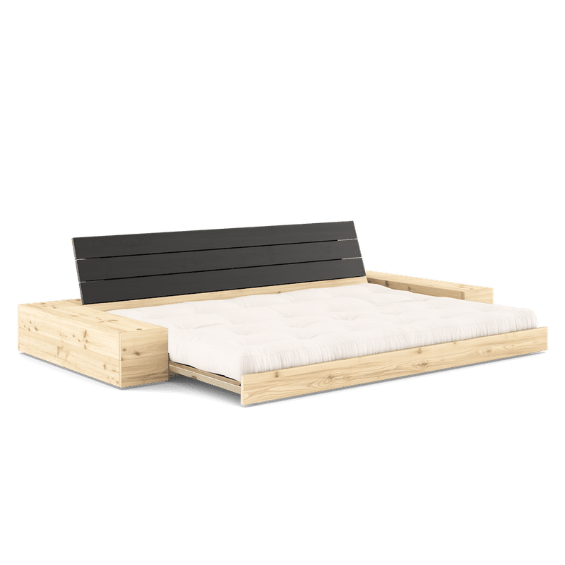 Karup Design BASE BLACK NIGHT LACQUERED W. 2 ZIJKANTEN HELDER W. 5-LAGERS MIXED MATTRESS NATURAL