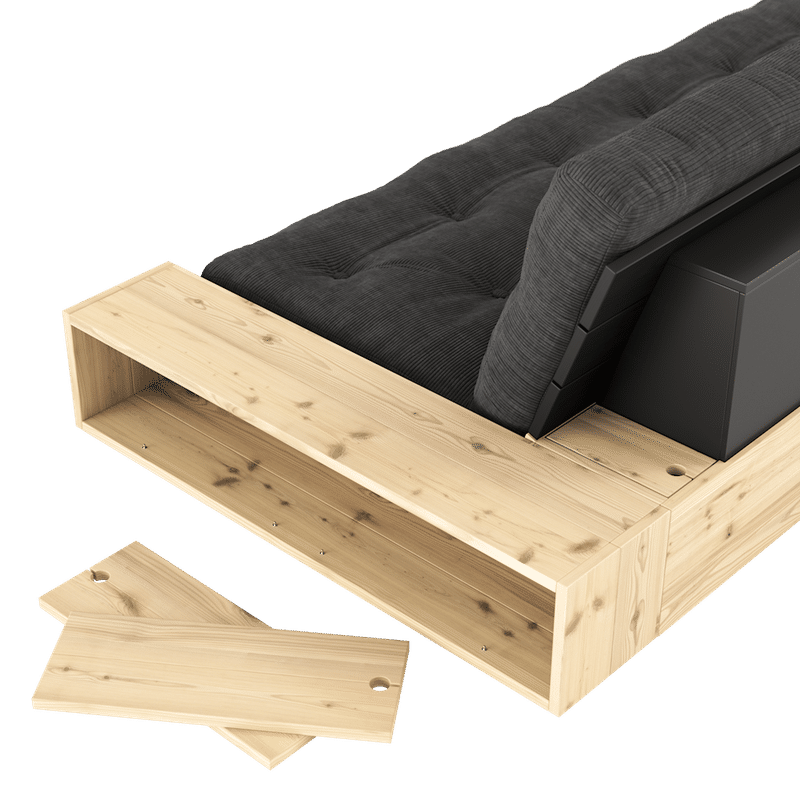 Karup Design BASE BLACK NIGHT LACQUERED W. 2 ZIJKANTEN HELDER W. 5-LAGERS MIXED MATTRESS BORDEAUX