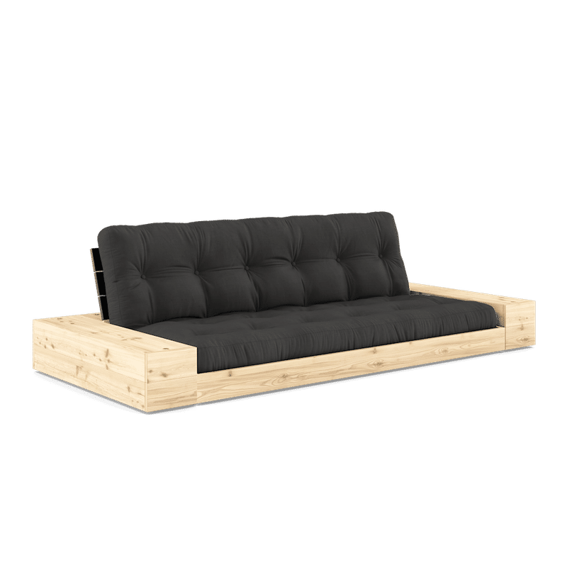 Karup Design BASE BLACK NIGHT LACQUERED W. 2 ZIJKANTEN HELDER W. 5-LAGERS MIXED MATTRESS DARK GREY