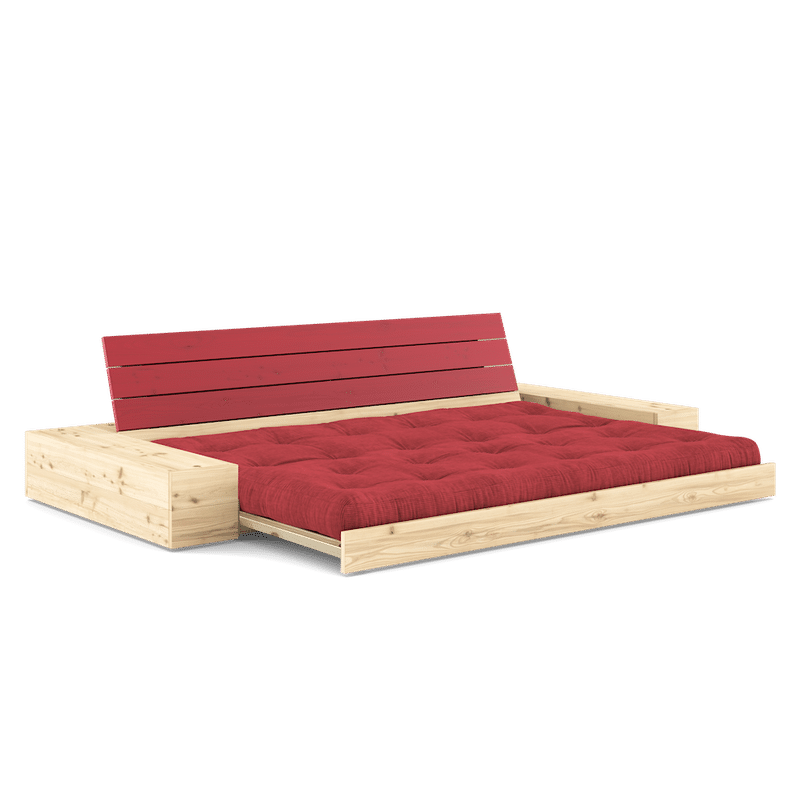 Karup Design BASE POPPY RED LACQUERED W. 2 ZIJKANTEN HELDER W. 5-LAGERS MIXED MATTRESS RUBY RED