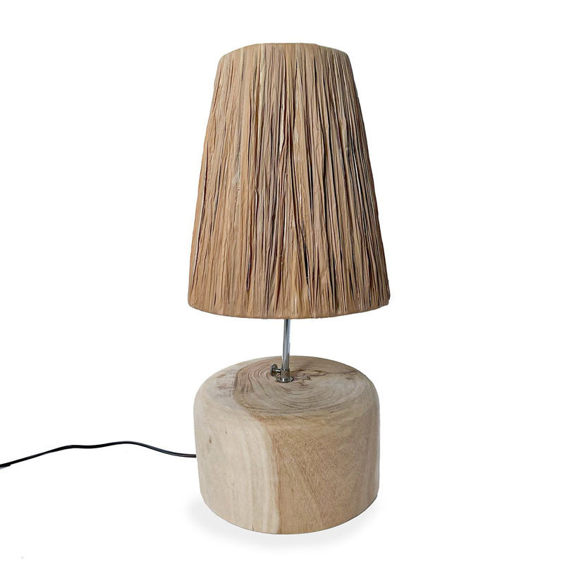 Lampe de table en bois teck Bazarbizar-b2b l'herbe-Naturel