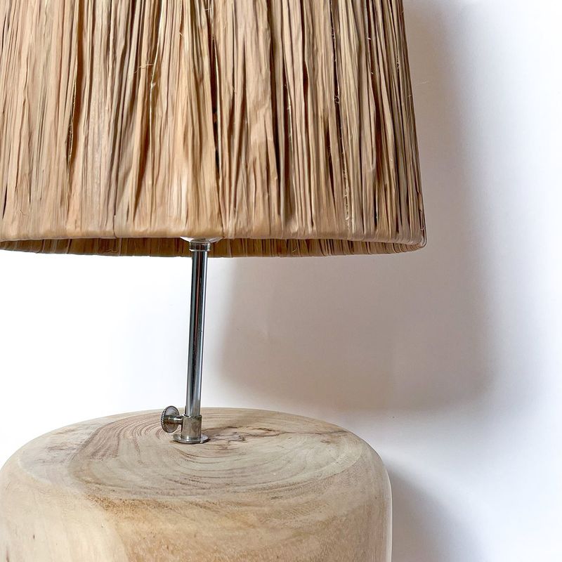 Lampe de table en bois teck Bazarbizar-b2b l'herbe-Naturel