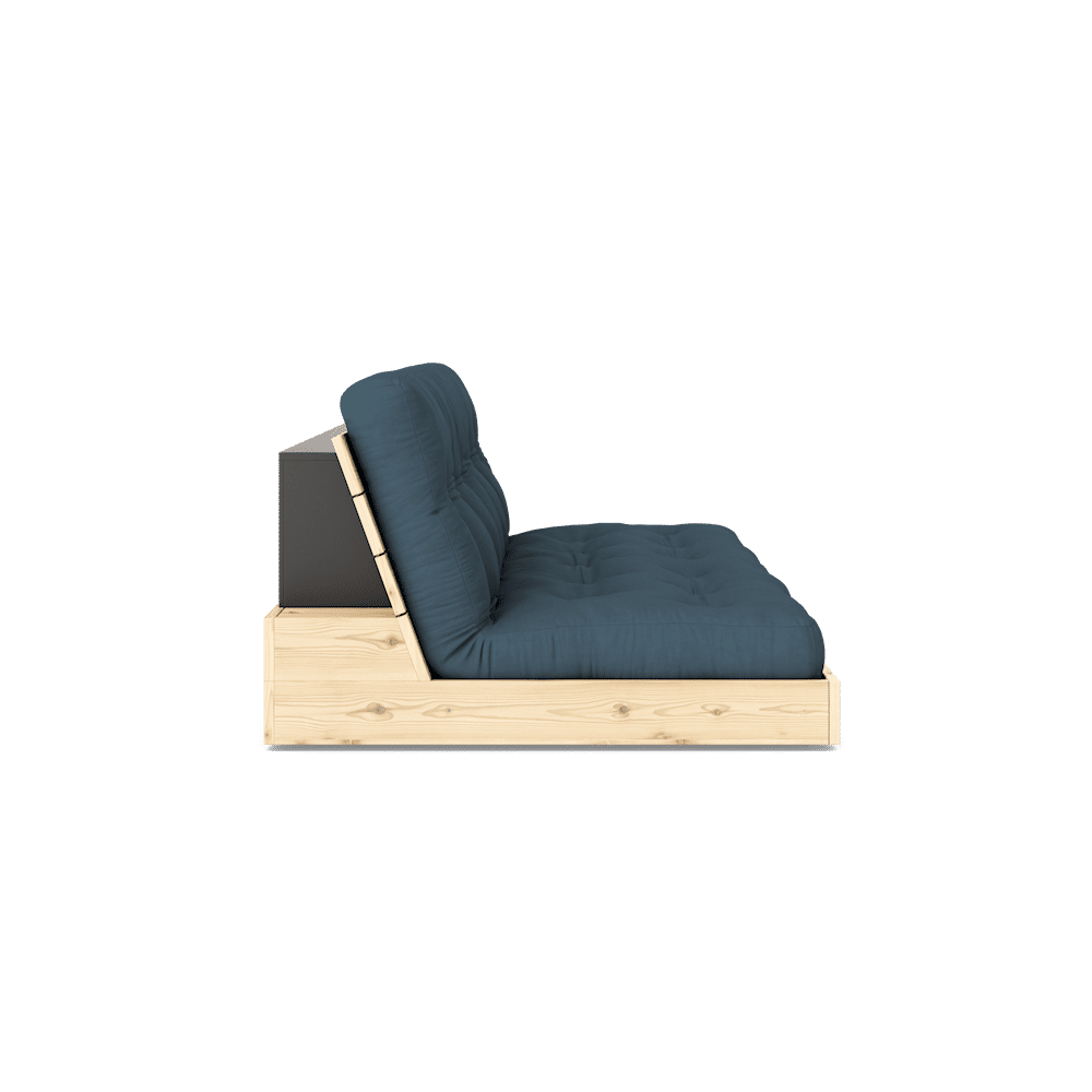 DESIGN BASE CLAIR LAQUÉ W. MATELAS MIXTE 5 COUCHES BLEU Pétrole