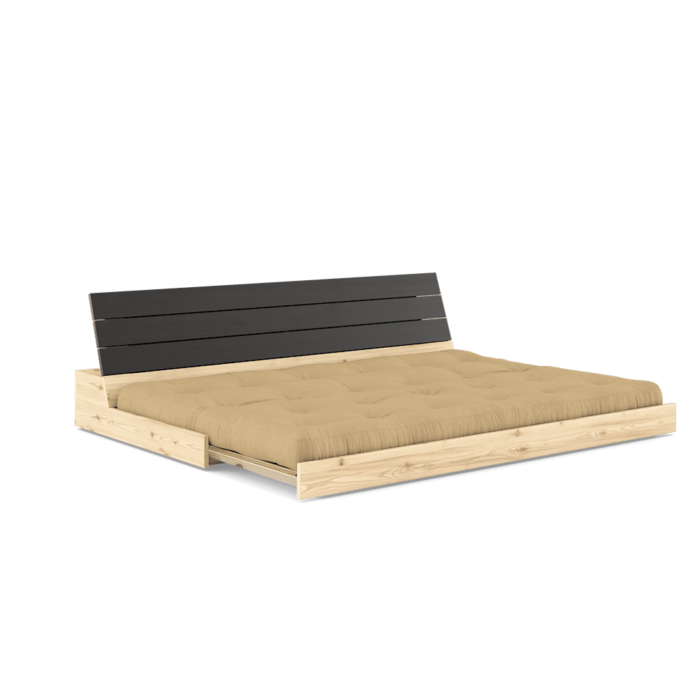 Karup Design Untergestell schwarz Nachtlack mit 5-Schicht-Mischmatratze Weizenbeige