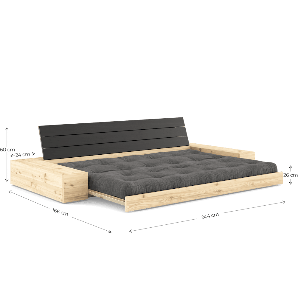 Karup Design BASE KLARE LACKIERT W. 2 SIDEBOXES KLAREN W. 5-Schicht GEMISCHTE MATRATZE CHARCOAL