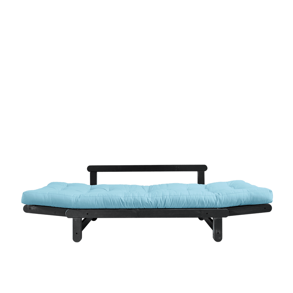 BEAT NOIR LAQUÉ W. JEU DE MATELAS BLEU CLAIR