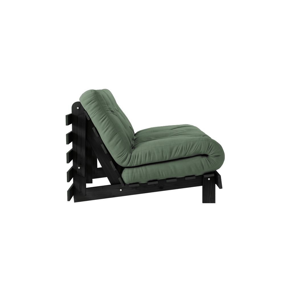 Karup Design ROOTS NOIR LAQUÉ 140X200 W. ROOTS MATELAS VERT OLIVE